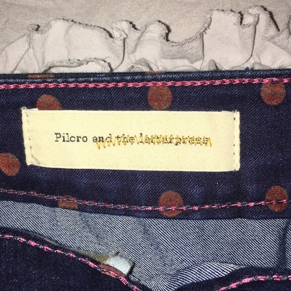 Polka Dot Pencil Denim Skirt - Picture 7 of 8